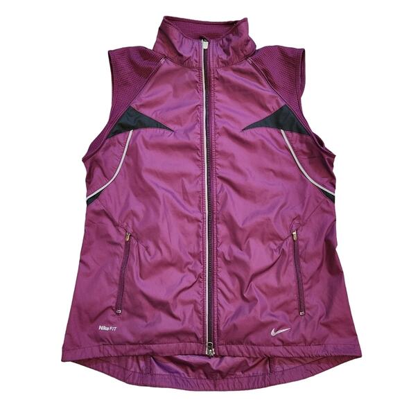 Nike Women's Convertible Running Jacket Dark Fuchsia Size M - Picture 3 of 15